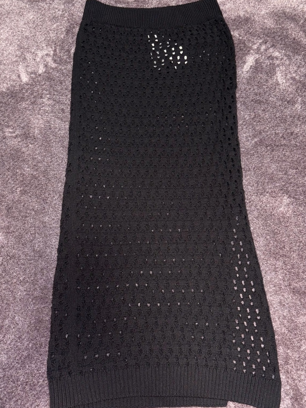 MGN Black Open-Knit Midi Swim Coverup Skirt